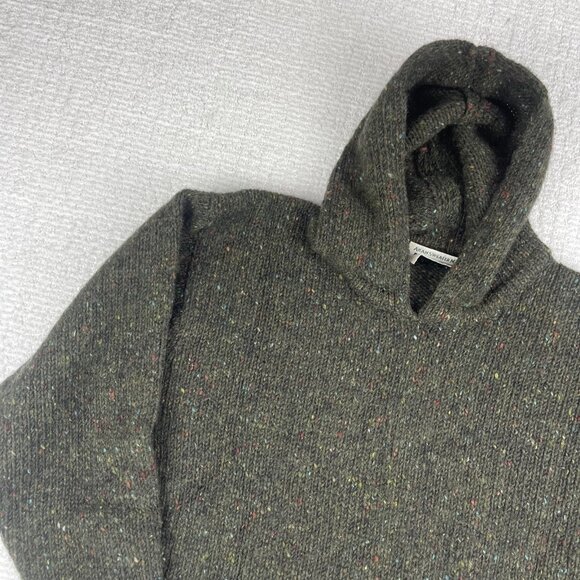 Aran Sweater Market 100%  Wool Pullover Hoodie Green Made in Ireland Read* - Picture 3 of 16